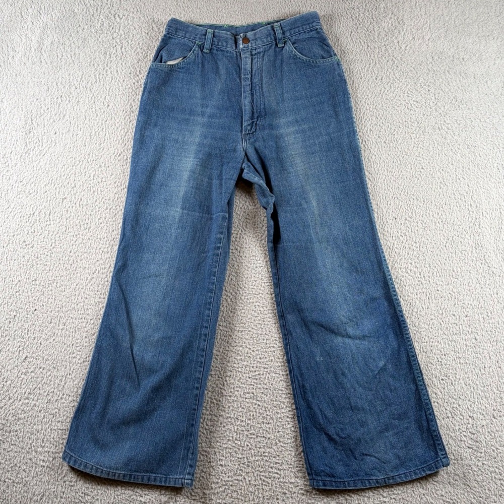 Vintage 70s Maverick Bell Bottom Jeans Womens Junior 15 High Waist Wide Leg USA